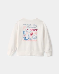Toddler Girl Mermaid French Terry Pullover Sweatshirt - Ivory