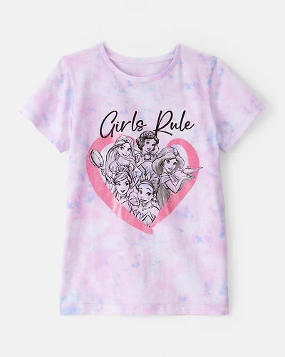 Girls Disney© Princess Rule Tie-Dye Short-Sleeve Graphic Tee - Purple/Pink