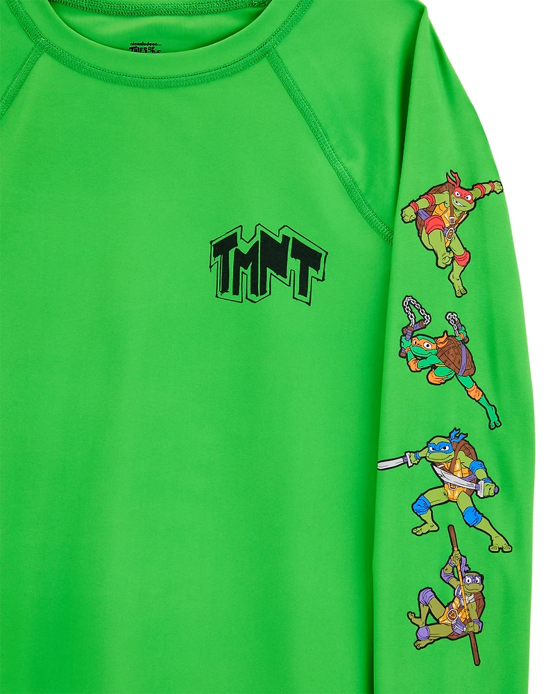 Boys Teenage Mutant Ninja Turtles Long-Sleeve Rashguard Swim Top - Green