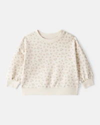Baby Girl Floral Print French Terry Long-Sleeve Pullover Sweatshirt - Ivory