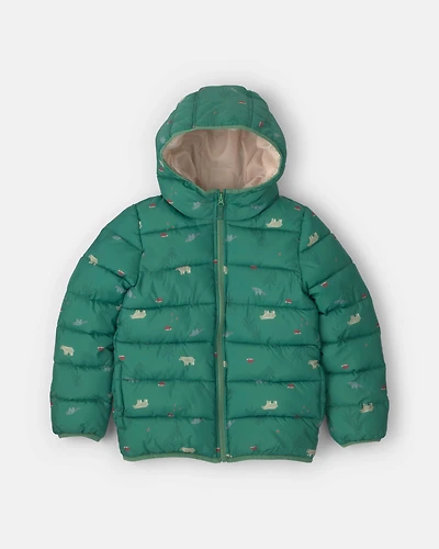 Boys Midweight Packable Puffer- Green