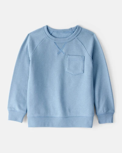 Toddler Boy Solid Fleece Long-Sleeve Sweatshirt - Blue