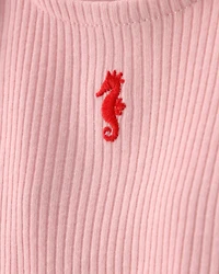 Baby Girl 3-Piece Headband, Top & Chambray Short Set - Pink