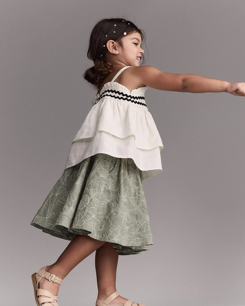 Toddler Girl Avenue Twirl™ Midi Floral Print - Green