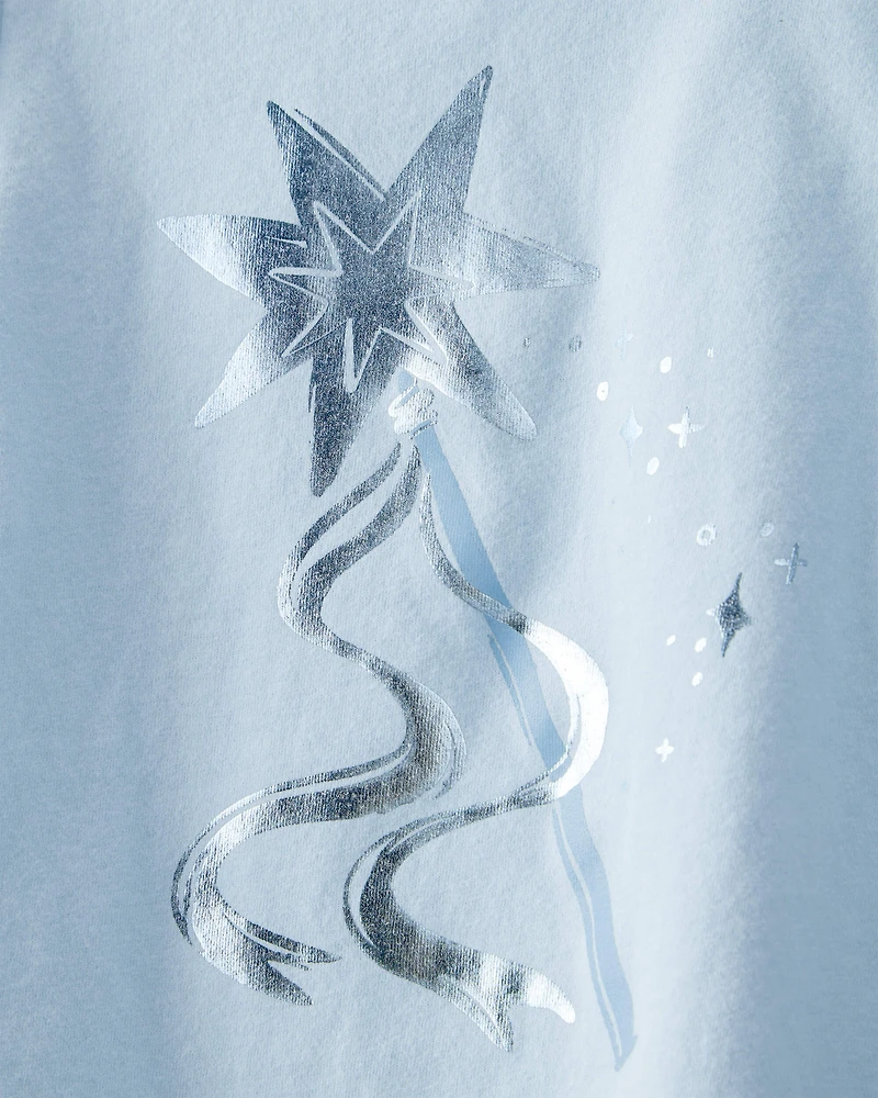 Toddler Girl Metallic Princess Wand Long-Sleeve  Graphic Tee - Blue