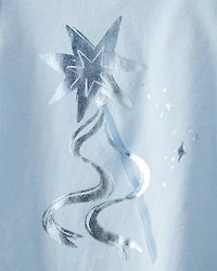 Toddler Girl Metallic Princess Wand Long-Sleeve  Graphic Tee - Blue