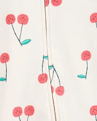 Baby Girl Cherry Print 2-Way Zip Cotton Sleeper