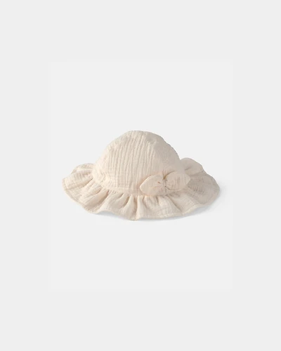 Baby Girl Bow Sun Hat - Ivory