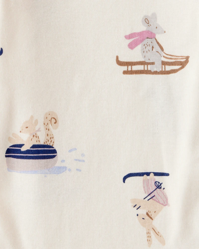 Baby Girl 4-Pack Polar Bear Print Cotton Long-Sleeve Multipack Bodysuits - White/Purple/Blue