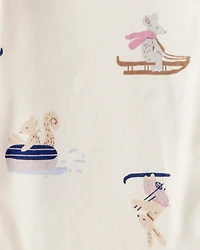 Baby Girl 4-Pack Polar Bear Print Cotton Long-Sleeve Multipack Bodysuits - White/Purple/Blue