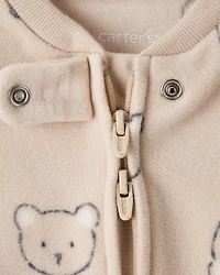Baby Boy Bear DreamPlush Snug Fit 2-Way Zip Sleep er - Khaki