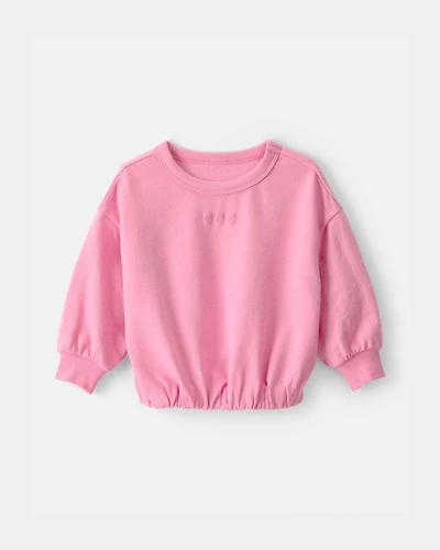 Baby Girl Strawberry French Terry Pullover Sweatshirt - Pink