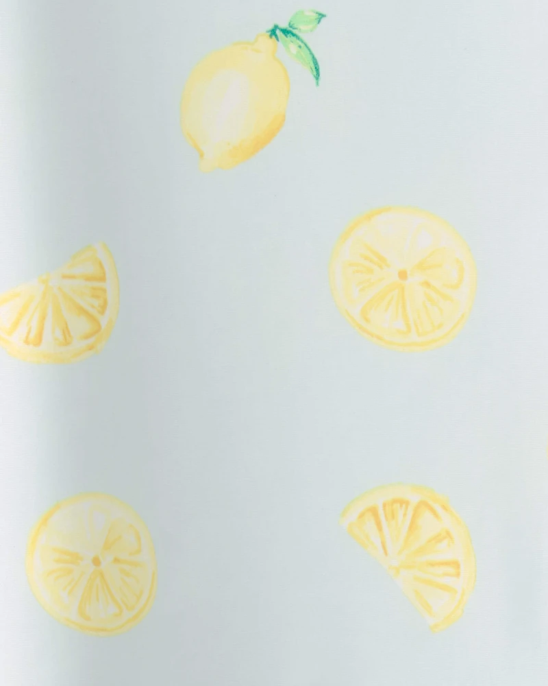 Girls 3-Piece Lemon Striped Rashguard Swimsuit Set - Blue