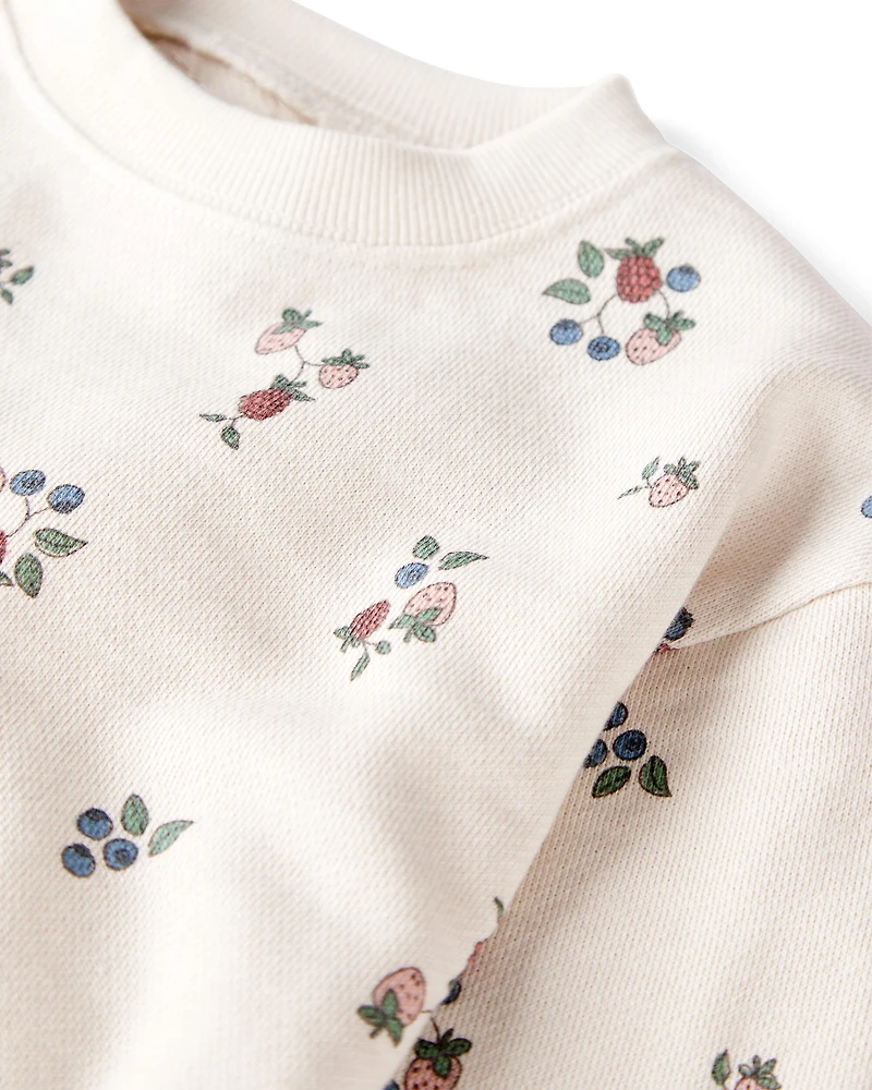 Toddler Organic Cotton French Terry Sweatshirt Berry Blossom Print