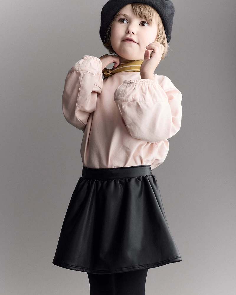 Toddler Girl Reagan Skort Faux Leather - Black