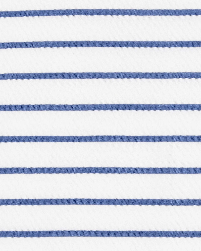 Kid Striped Short-Sleeve Fashion Top - Navy