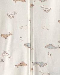 Toddler Whale 100% Cotton 1-Piece Romper Pyjama - Ivory