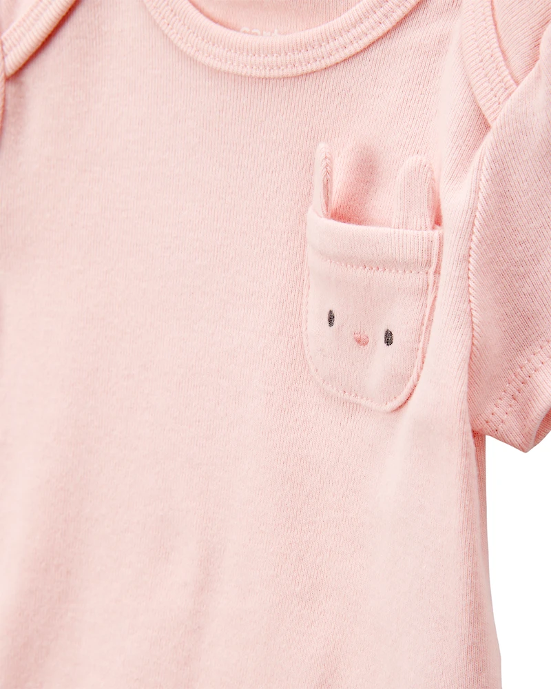 Baby Girl 5-Pack Floral Bunny Short-Sleeve Cotton Bodysuits