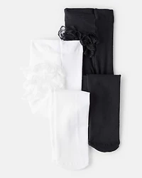Baby Girl 2-Pack Tights - Black/White