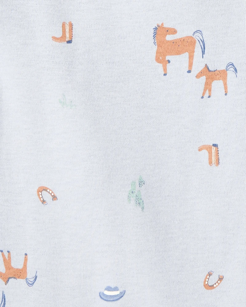 Baby Boy 5-Pack Cowboy Print Cotton Multipack Bodysuits - Blue/White/Orange/Green