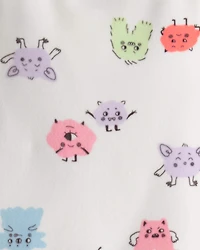 Toddler Girl Monster DreamPlush Long-Sleeve Snug Fit 2-Piece Pajamas - Ivory