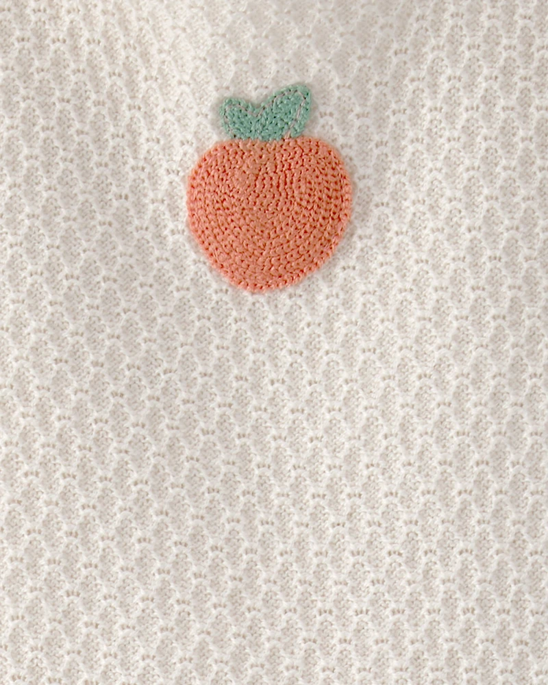 Baby Girl 2-Piece Peach Crochet Top & Short Set - Cream