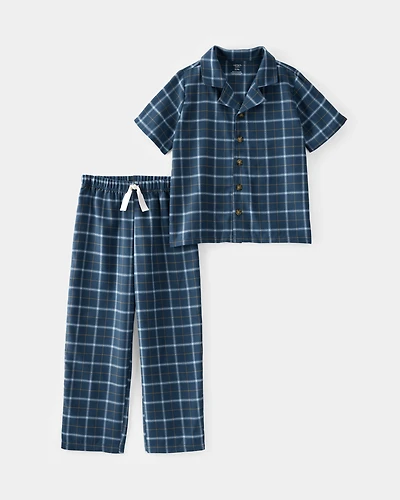 Kid 2-Piece Plaid Loose Fit Coat-Style Pyjamas