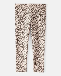 Toddler Girl Cotton Leopard Stretch Leggings - Brown
