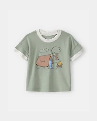 Baby Boy Camping Dinosaur Graphic Tee - Green