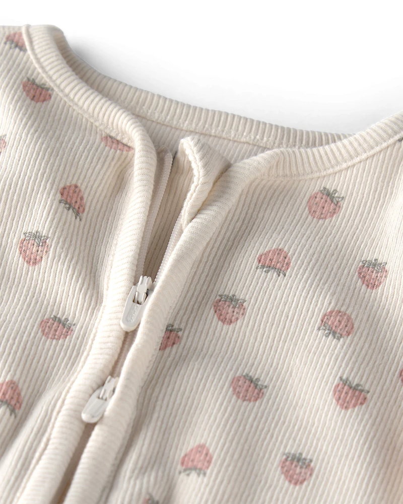 Baby Girl Organic Cotton Sleeper Pyjama Strawberry-Print