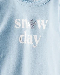 Baby Girl 2-Piece DayDream Fleece Snow Day Bodysuit & Pant Set - Cream/Blue