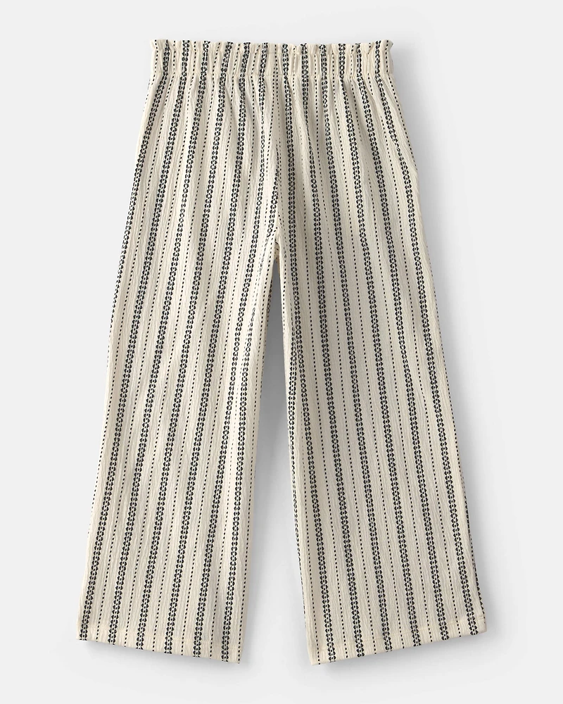 Girls Striped Pants - Ivory