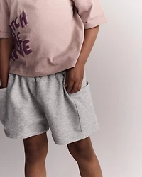 Toddler Girl Fleece Swing Short with Pockets- Heathered Grey