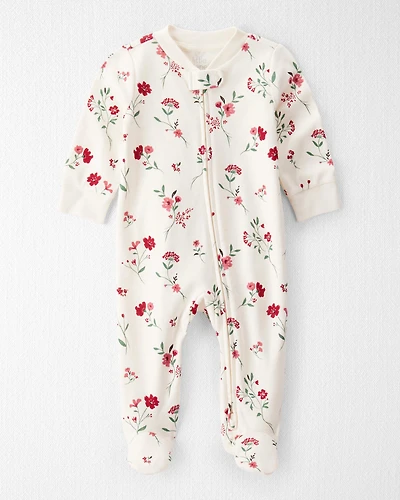 Baby Organic Cotton Sleep & Play Pyjamas Rosethorn Hollow Print