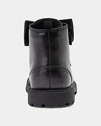 Toddler Girl Bow Ankle Boots - Black