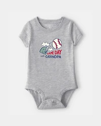 Baby 'Gameday With Grandpa' Graphic Bodysuit - Grey