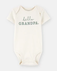Baby Cotton Short-Sleeve Graphic Bodysuit - White