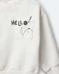 Toddler Hello!' Pullover Sweatshirt - Cream