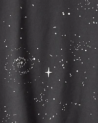Boys Galaxy Print Long-Sleeve Graphic Tee - Black