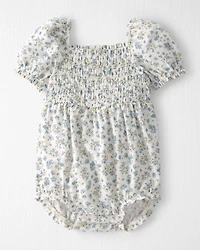 Baby Girl Linen Romper Made with Organic Cotton Spring Bloom