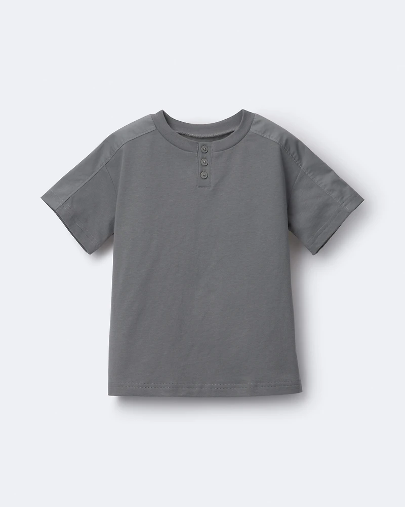 Toddler Boy Henley Tee - Dark Grey