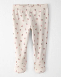 Baby Girl Organic Cotton Rib Footed Pants Strawberry-Print