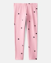 Girls Cotton Pull-On Stretch Leggings - Pink