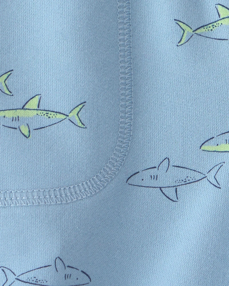 Toddler Boy Shark French Terry Shorts - Blue