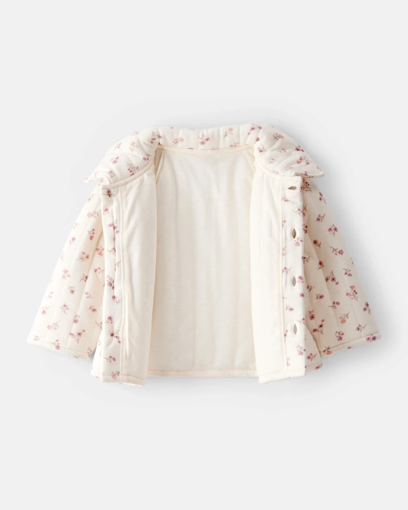 Baby Girl Floral Quilted Sweater - Cream