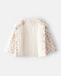 Baby Girl Floral Quilted Sweater - Cream