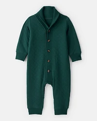 Baby Boy Quilted Long-Sleeve Jumpsuit - Green