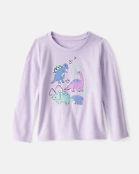 Toddler Girl Dinosaur Long-Sleeve Graphic Tee - Purple