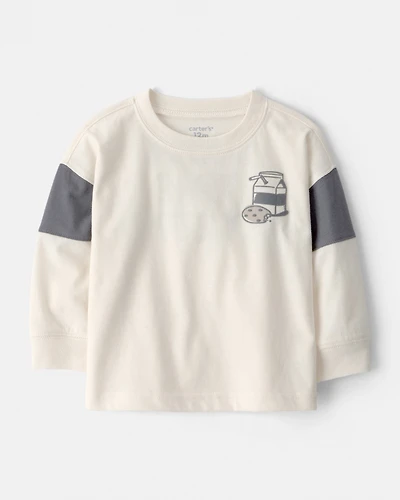 Baby Boy Cookies & Milk Long-Sleeve Graphic Tee - Cream