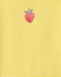 Girls Strawberry 100% Cotton Snug Fit 2-Piece Pyjama Set - Yellow